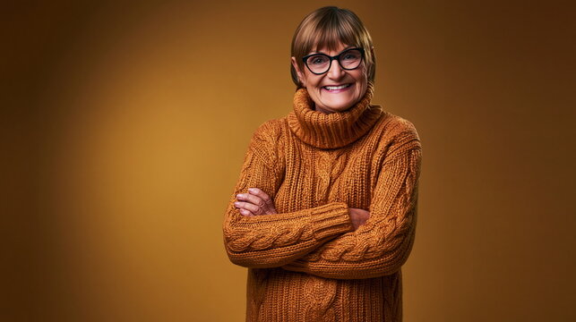 Warm Portrait of an Elderly Woman with Gentle Smile and Kind Eyes, Capturing Life's Wisdom and Resilience in Soft Natural Light
