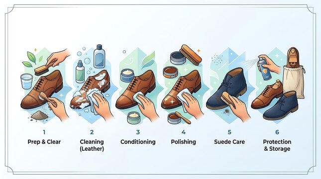 Step by step guide for leather and suede shoe care maintenance