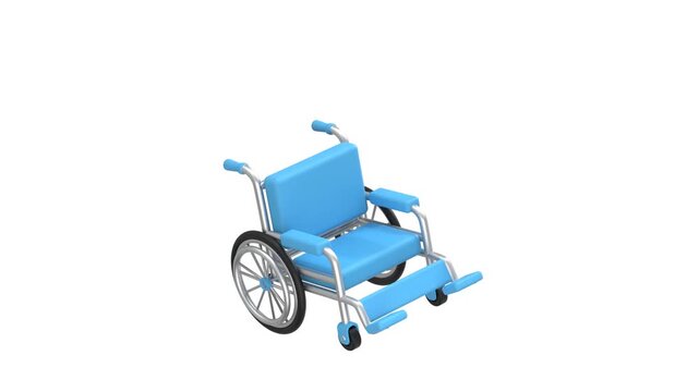 Wheelchair icon 3d rendering animation on 4k	