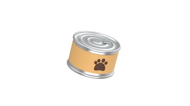 Pet Food Can icon 3d rendering animation on 4k	