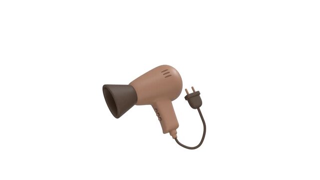 Hair Dryer icon 3d rendering animation on 4k	
