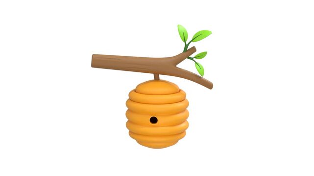 Bee hive icon 3d rendering animation on 4k	