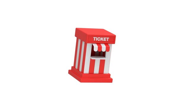 Ticket Booth icon 3d rendering animation on 4k	