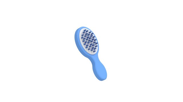 Hair Brush icon 3d rendering animation on 4k	