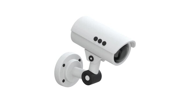 CCTV Camera icon 3d rendering animation on 4k	