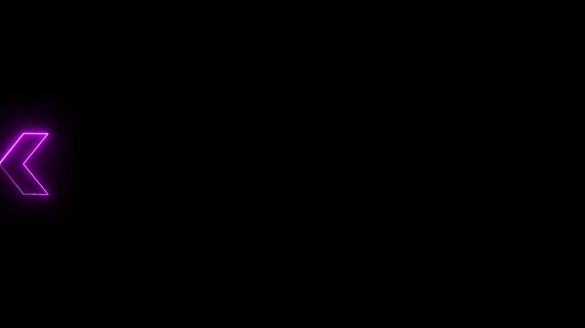 Glowing Neon Purple Chevron Arrows Moving Rightward Against a Deep Black Background with a Single Chevron Arrow Moving Leftward on the Left Side Representing Directional Movement and Technology