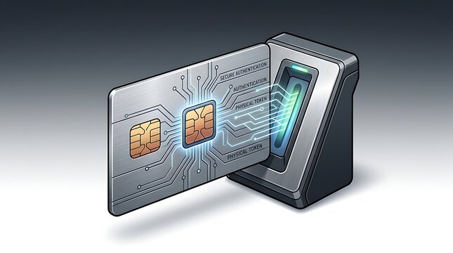Smart card being inserted into secure authentication reader