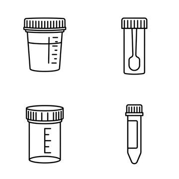 Medical Sample Containers - Urine Cup, Swab Tube, Centrifuge Tube, Vial Icons