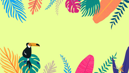 Colorful tropical toucan desktop wallpaper, green design © Rawpixel.com