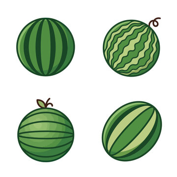 Four Watermelons in Different Patterns.