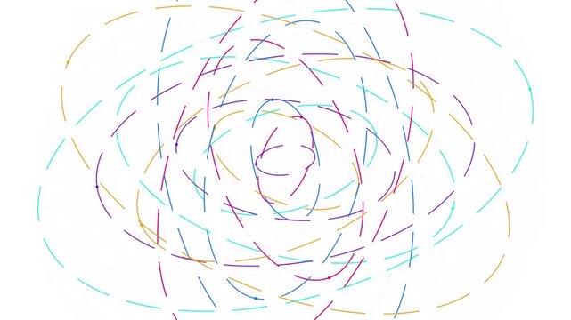 Dynamic rotation of multicolored dotted orbits in white space