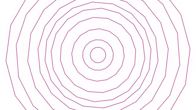 Minimalist magenta concentric dashed circles pulsing on white background