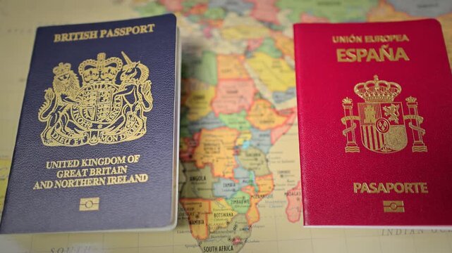British Passport and Spanish Passport for International Identity