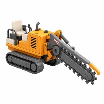 Trencher 3D Isometric Icon &mdash; Side-Right Cutting Trench Pose