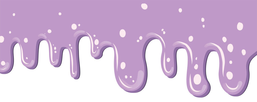 Pink soft ice cream, sweet candy splashes, long border, white vector background.
