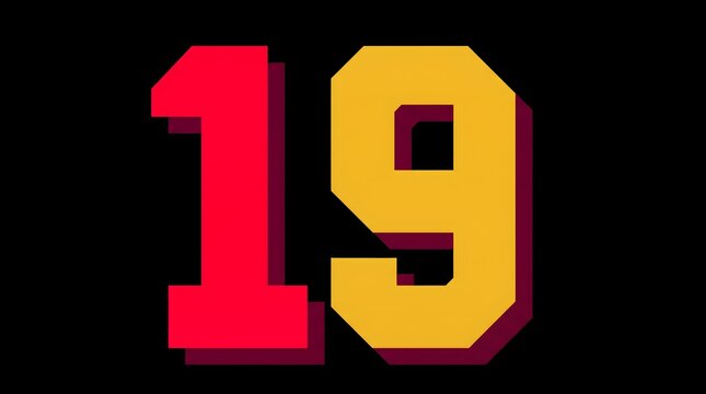 Bold Style Number 19 Graphic Design on Black Background