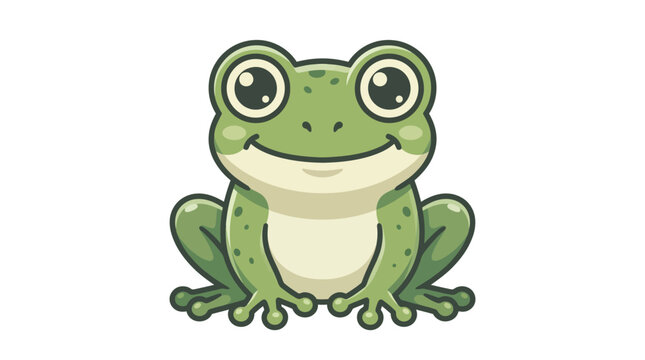 Friendly green cartoon frog facing forward.