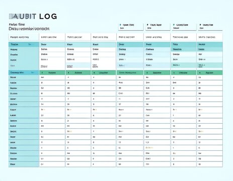 Detailed Audit Log Spreadsheet with Data Grid for Business Financial Reporting