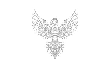 Fototapeta premium Phoenix Bird Outline Vector Illustration