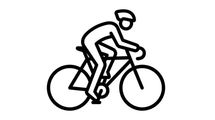 Fototapeta premium Black line icon of a cyclist riding a bike.