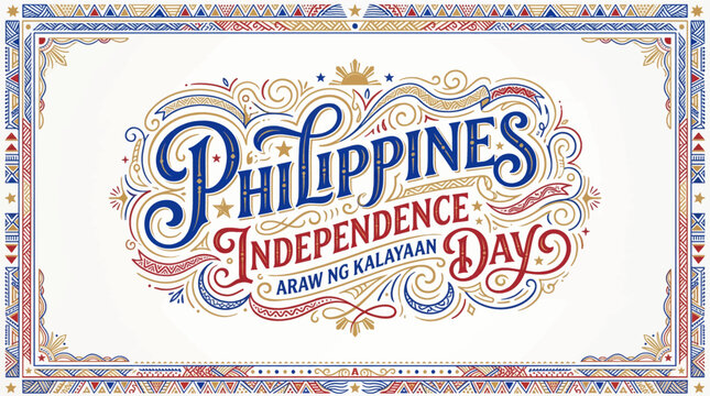 Elegant celebration vintage ornament design with showcases beautifully _ Philippines Independence Day _ Araw ng Kalayaan ng Pilipinas