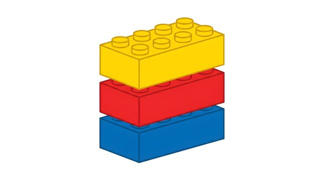 Building Brick Tower Stack &mdash; Red Yellow Blue National Lego Day Bold Flat Vector