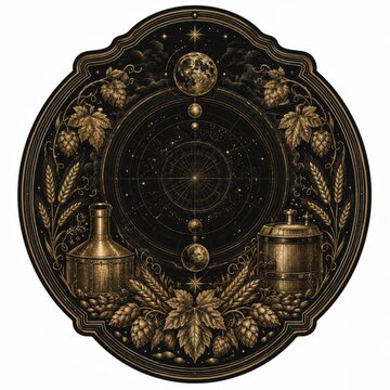Antique ornate decorative round plaque with intricate floral and geometric designs. Vintage metal wall art featuring symmetrical patterns and botan...