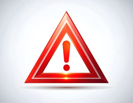 Red Triangle Warning Sign Icon with Exclamation Mark 3D Render