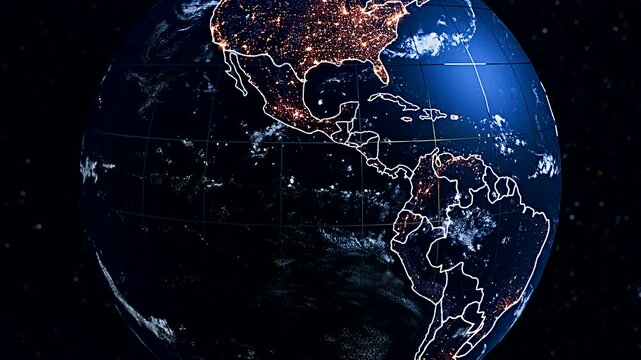 High-Definition 3D Digital Earth Globe Featuring Venezuela and South America Borders Widescreen