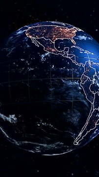 Realistic 3D Earth Globe Focus on Peru and South America Political Map Vertical Animation