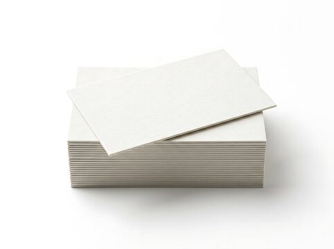 Stack of blank white business cards for professional branding mockups