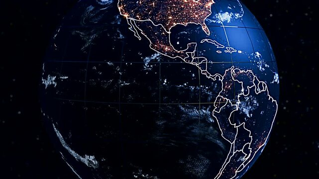 Rotating Earth Globe Focusing on Colombia and South America Political Division Widescreen Animation