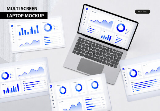 Multi Screen Laptop Mockup