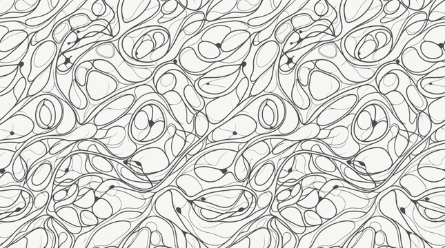 Abstract Black and White Neurographic Line Art Seamless Pattern