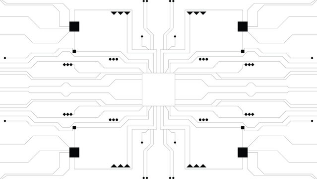 Circuit board pattern with electronic components on transparent background vector illustration for technology projects.