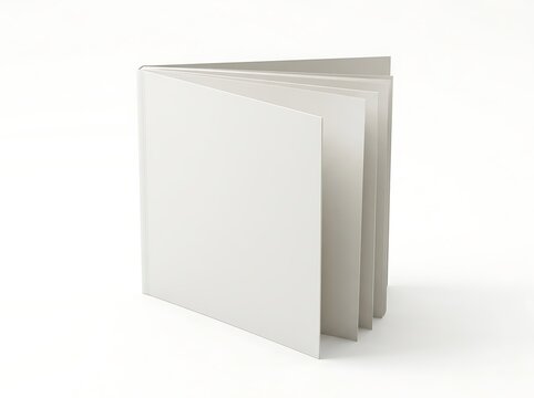 Square book mockup with open pages showing thick paper texture for branding design presentation