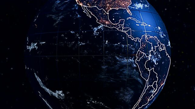 Rotating Earth Globe Focusing on Ecuador and South America Political Division Widescreen Animation
