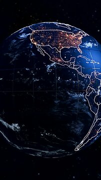 Rotating Earth Globe Focusing on Ecuador and South America Political Division Vertical Animation