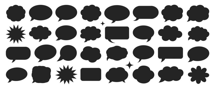 Fluffy cloud label shapes with squishy speech bubbles wavy sticker badges and cute promo text boxes vector illustration