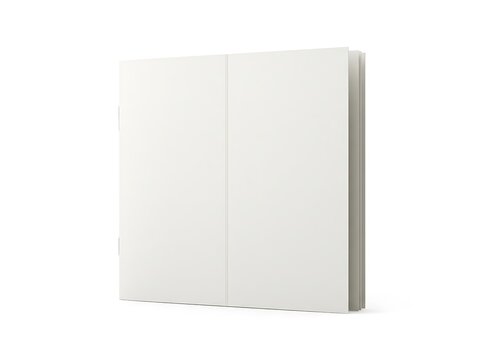 Open square brochure mockup with blank pages for professional design presentation