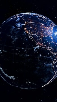 Rotating Earth Globe Focusing on Honduras and Central America Political Division Vertical Animation