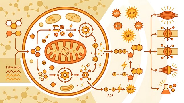 Cellular metabolism showing mitochondrial atp energy production