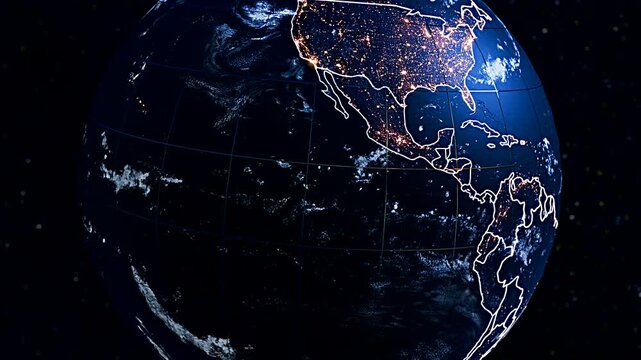 Rotating Earth Globe Focusing on Honduras and Central America Political Division Widescreen Animation