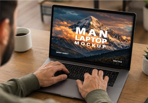 Man Laptop Mockup