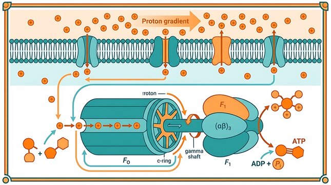 Atp synthase mechanism and proton gradient diagram