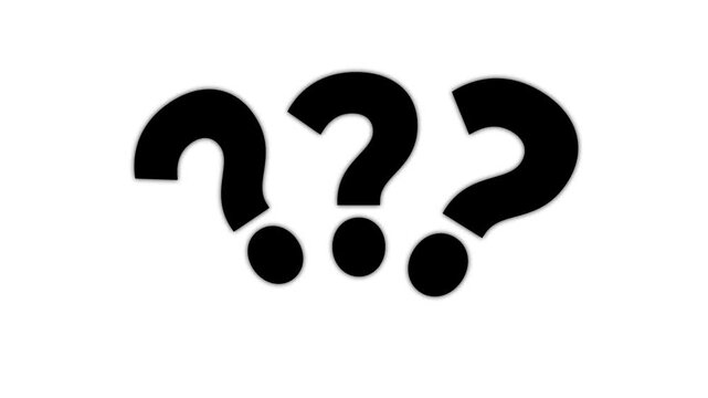 Abstract Question marks animated on a black screen.??? Question marks concept icon.Question mark in motion pattern animation