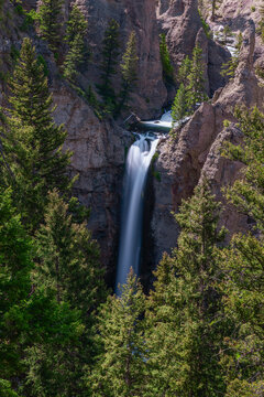 Tower Fall on the Tower Creek in northeastern region of Yellowstone National Park. Wyoming
