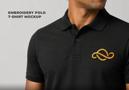 Embroidery Polo T-Shirt Mockup