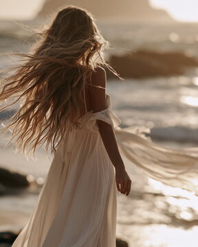 Flowing Silk Scarf Cascading Gracefully in Soft Breeze, Enveloping the Space with Luxury and Serene Elegance