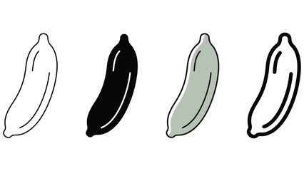 Four stylized banana icons in different graphic styles © MD